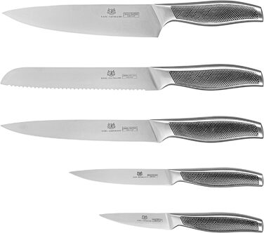 Набір ножів Karl Hausmann 5 шт. з магнітним блоком з бамбука - набір кухонних ножів з нержавіючої сталі