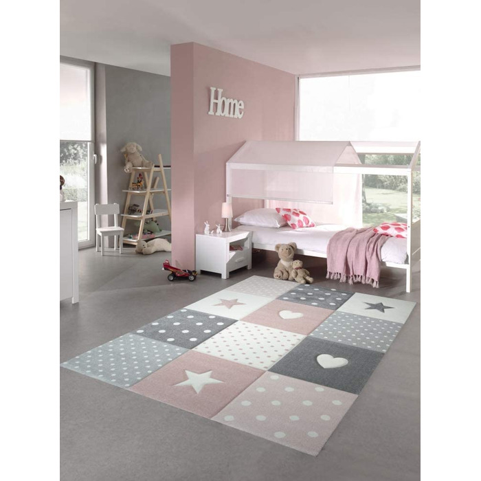 Дитячий килим CARPETIA, килим для дитячої кімнати, екскаватор для будівельного майданчика, сірий, жовтий, червоний, помаранчевий Розмір (120x170 см, рожевий, кремово-сірий)