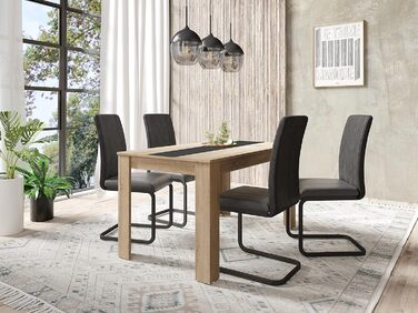 Обідній стіл byLIVING Nori: сучасний дизайн, ефект дуба, стільниця чорного або білого кольору, 140 x 80 см, висота 75 см