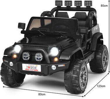 Дитячий електромобіль COSTWAY на 2 місця, 12V, з пультом, MP3, музикою, сигналом і фарами, для дітей від 3 років, чорний