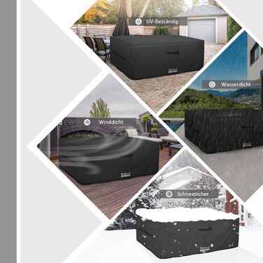 Водонепроникна та вітростійка чохол для садово-патіо меблів Dokon, 242x162x100 см, чорний