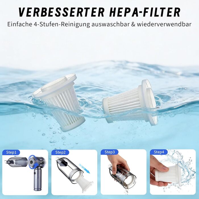 Акумуляторний ручний пилосос Citybee 4 в 1, бездротовий автомобільний та домашній пилосос 25000Па, безщіточний двигун, 3 режими потужності, для шерсті тварин, сірий