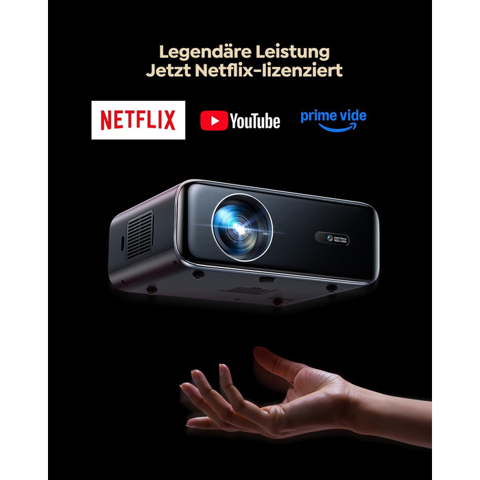 Проектор WiMiUS 1100 ANSI з 4K, Dolby Audio, WiFi 6, Bluetooth та Автофокусом для Домашнього Кінотеатру та Відкритих Подій (Android/iPhone)