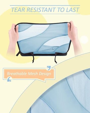 Набір компресійних органайзерів для подорожей BAGSMART для валізи та ручної поклажі, 6 шт, Rose (Baby Blue)