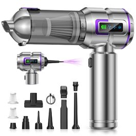 Акумуляторний ручний пилосос 4-в-1 Handstaubsauger, 25000Па, безщітковий мотор, з дисплеєм та функцією самоочищення, для дому та авто, сріблястий