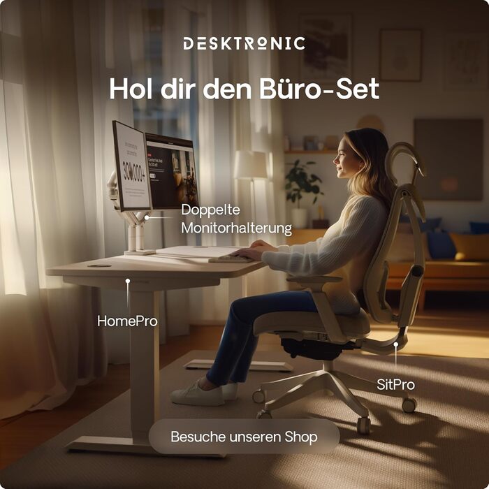 Електричний регульований стіл Desktronic HomePro 120x60 см – білий, з USB-портами