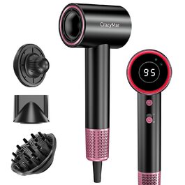 Іонний фен для волосся з безщіточковим мотором 180 000 об/хв, компактний дорожній фен з 4 режимами температури та захистом від перегріву, чорний