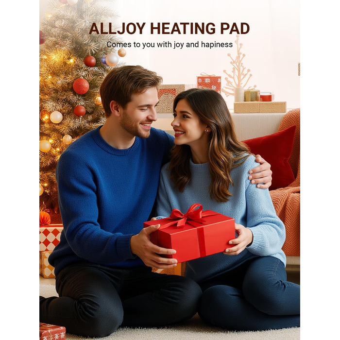 Електричне грілка для спини та тіла ALLJOY 85x45 см з автовимкненням, 6 температурних режимів, сірий колір