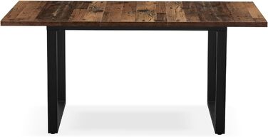 Розсувний обідній стіл B&D Home Anna | 120-160 x 80 см | на 4-6 осіб | з масиву дерева Texas-Eiche | чорне металеве підстав'я | для кухні та їдальні | стиль скандинавський, індустріальний