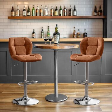 Барні стільці Yaheetech - набір з 4 шт., регульована висота, обертання 360°, з підніжкою, PU-шкіра, чорний/ретро-коричневий