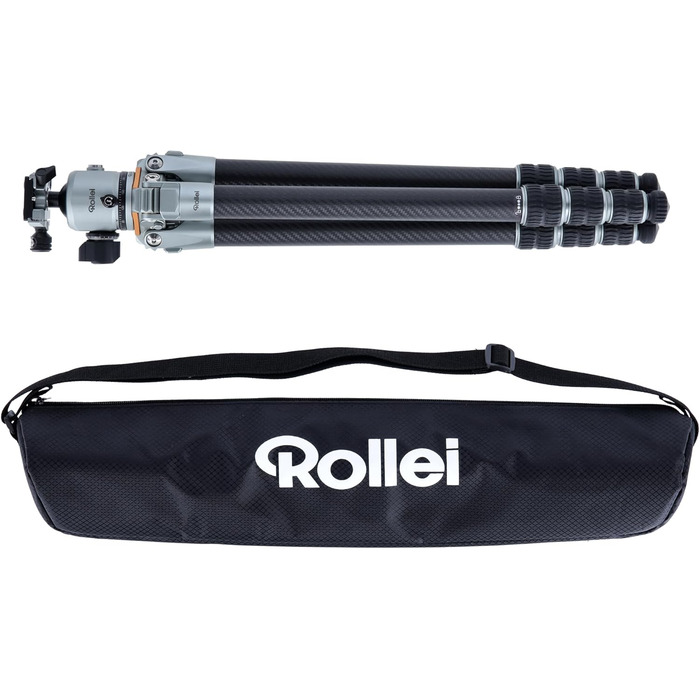 Професійний карбоновий штатив Rollei Lion Rock Pro з головкою, ультралегкий, вантажопідйомність 20 кг, висота до 147,5 см, компактний, змінні шипи для стабільності