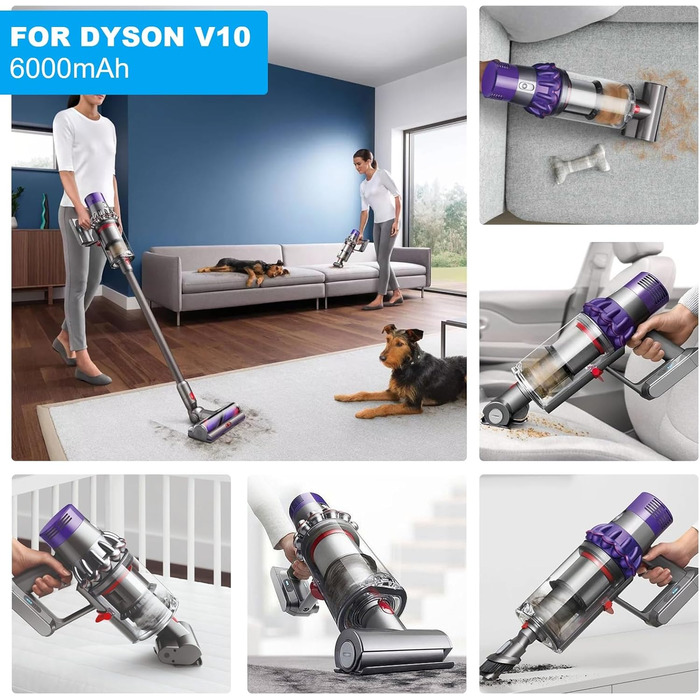 Змінна батарея 6000 мАг для пилососа Dyson V10 SV12 Animal/Absolute/Motrhead/Fluffy/Total Clean