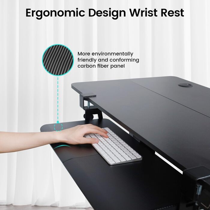 Підставка для клавіатури NearHub, висувна, під стіл, карбоновий дизайн, 65x30 см