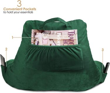 Подушка-крісло Clara Clark з підлокітниками для дітей та дорослих – преміум подушка з піною з пам'яті для перегляду телевізора та відпочинку – середнього розміру, колір хакі