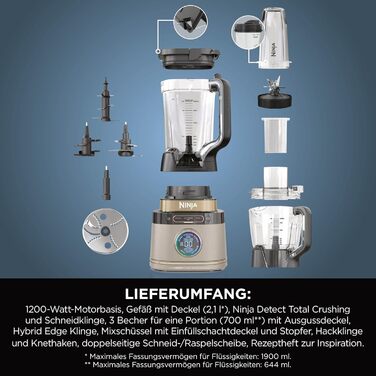 Блендер-чопер Ninja 3-в-1 Detect Power Pro (1200W), чорний, Stone Gold, TB401EUSTGD