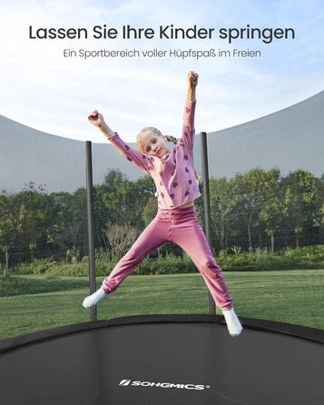 Батут SONGMICS вуличний Ø366 см з захисною сіткою, драбиною та м'якими стійками, чорний