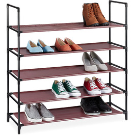 Система розеток для взуття, 5 рівнів, на 20 пар взуття, тканинна підставка для взуття, висота 90,5 x 87,5 x 30 см, (Бордо)
