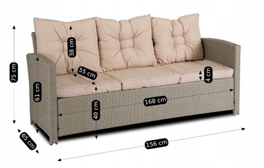 Комплект садових меблів із техноротанга MEBEL ELITE, бежевий, 6 предметів