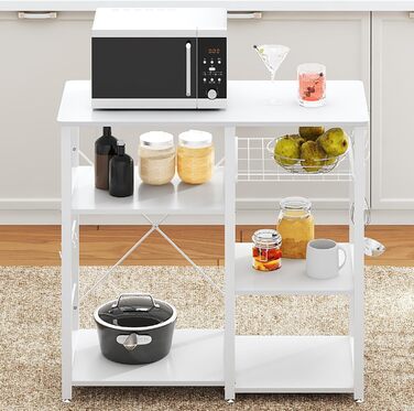 Стелаж для кухні Soges: місткий, чорний, з 3 полицями для мікрохвильової печі та кухонного приладдя