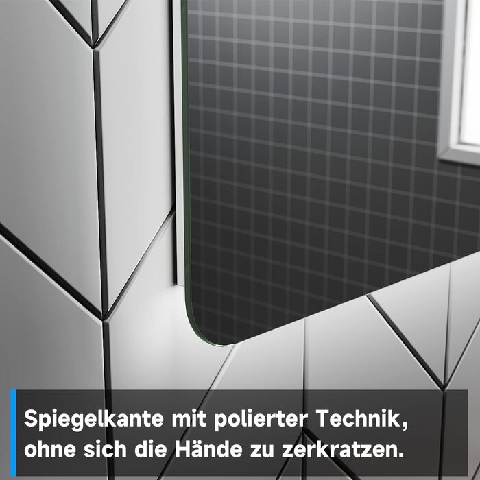 Дзеркало для ванної кімнати SONNI з підсвічуванням 80x60 см, антизапар, LED, сенсорний вимикач, колір світла: холодний/нейтральний/теплий