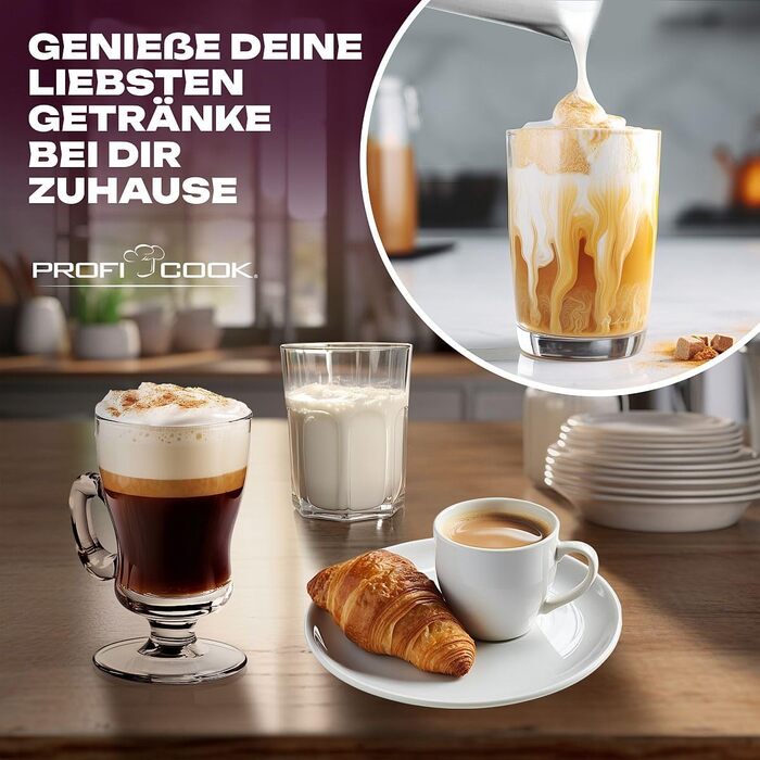 Електричний спінювач молока ProfiCook PC-MS 1032 з нагрівом та охолодженням | 6 функцій, нержавіюча сталь, 500 мл