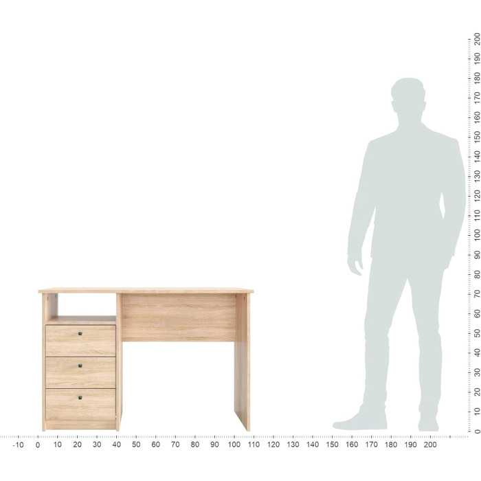 Письмовий стіл KOMTO з шухлядами - Офісний стіл, Комп'ютерний стіл, Маленький робочий стіл, Стіл для офісного ПК, Дитячий стіл з місцем для зберігання Письмовий стіл Сонома Дуб Білий Осло 110 х 50 х 74 см (ручки, дуб сонома)