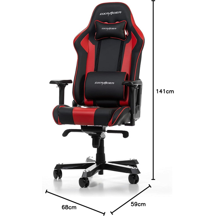 Геймерське крісло DXRacer King K99, шкірозамінник, чорно-червоне, до 200 см