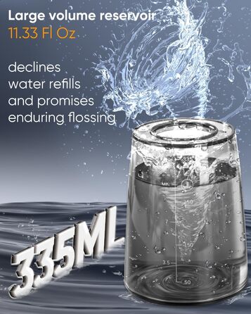 MySmile LP221 Бездротовий ірригатор для порожнини рота з UVC стерилізацією, 335 мл, портативний, OLED-дисплей, 4 режими, 8 насадок, чохол для дому та подорожей (перламутровий)