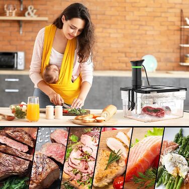 Sous Vide приготування: Циркуляційний термостат з LCD дисплеєм, таймером, 1000W, для посуду до 20L, 25-92,5°C, Slow Cooker, преміум-якість