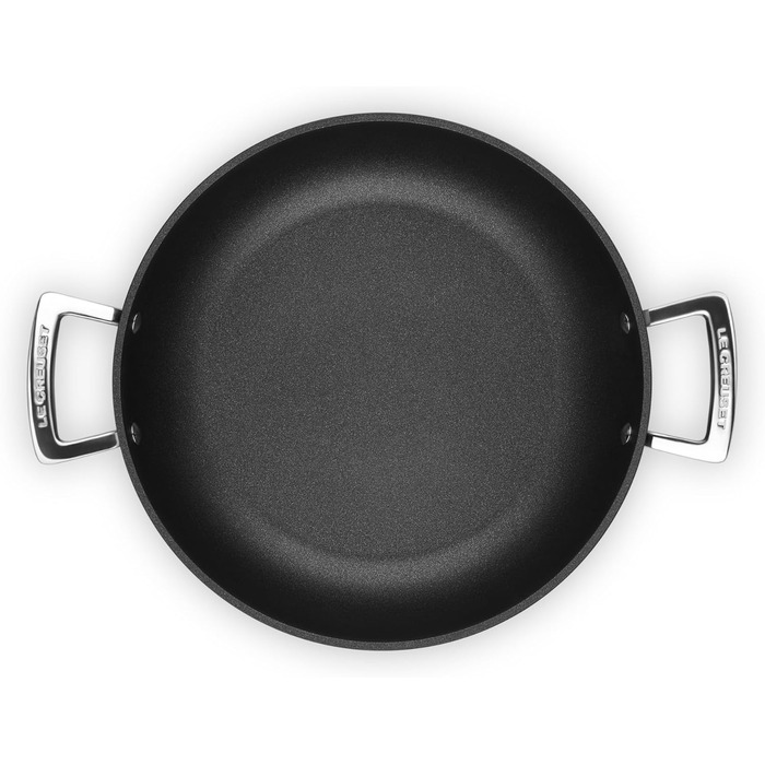 Сковорода Le Creuset з антипригарним покриттям з кришкою, 28 см, для всіх типів плит (включно з індукцією), алюміній, сірий/сріблястий