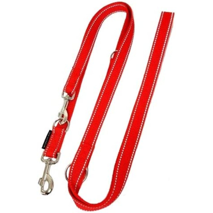 Повідець для собак elropet з подвійною світловідбиваючою стрічкою 25 мм 5,00 м червоного кольору з 5-кратним регулюванням для великих і великих собак