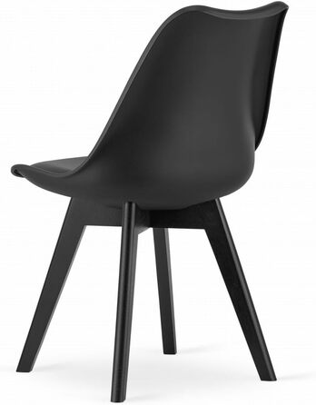 Набір з 4-х обідніх стільців чорного кольору – сучасні пластикові стільці з м'яким сидінням з екошкіри та поліпропіленовими ніжками, елегантний дизайн, комфортне сидіння