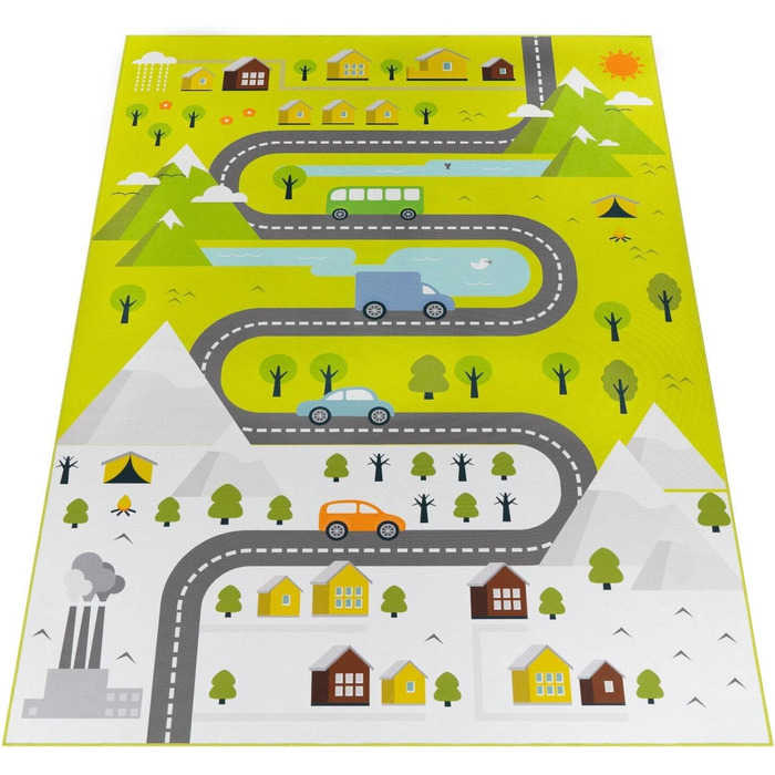 Дитячий килим Килим для дитячої кімнати Ігровий килимок для хлопчиків і дівчаток, а також для молодіжної кімнати 120x170 см (Play Street Green, 200x280 см)