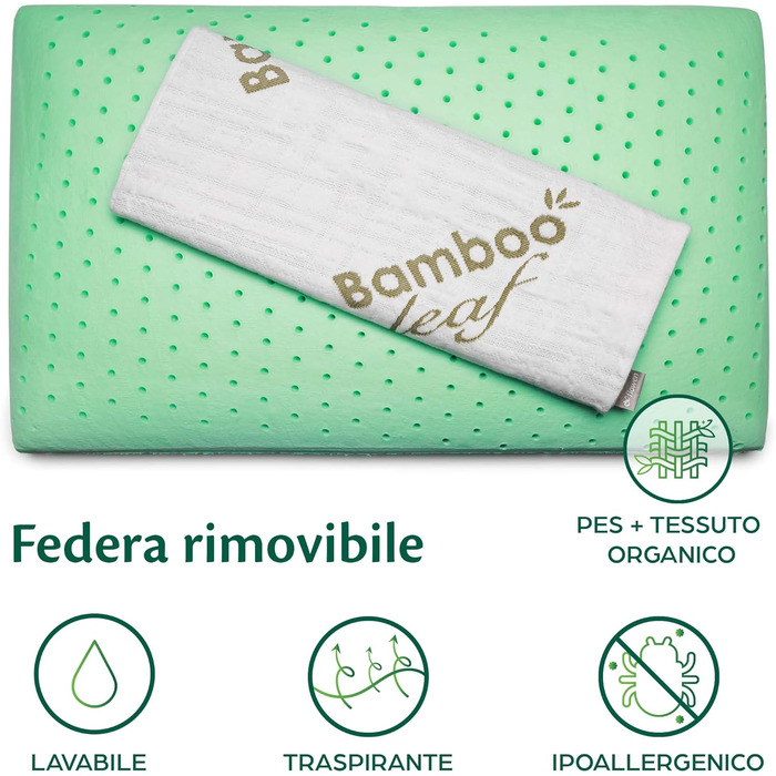 Ортопедична подушка для шиї Flowen з піною Memory Foam та бамбуковим чохлом. Знімає біль у шиї та забезпечує підтримку. Подушка з ефектом Aloe Vera, яку можна прати.