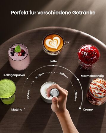 Електричний піноутворювач для молока Maestri House з регулюванням швидкості, знімний міксер з нержавіючої сталі, для лате та капучино (сірий)