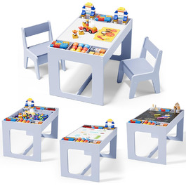 Дитячий стіл та комплект стільців Mamizо з місцем для зберігання, блакитний. Підходить для дитячої кімнати, школи, дитячого садка, від 3 років.