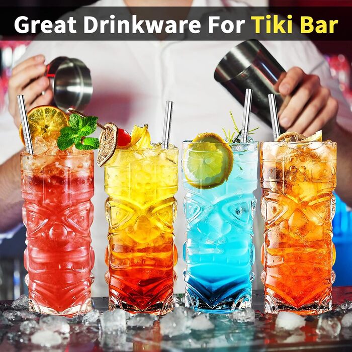 Прозорі склянки Tiki, набір 170-400 мл, для коктейлів, набір посуду (прозорі)
