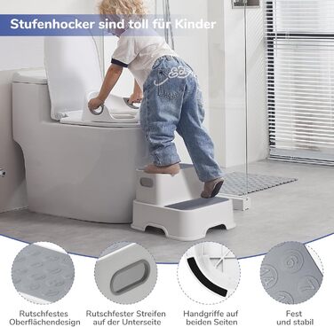 Унітаз дитячий з драбинкою та підставкою Deanic (Сірий) для дітей від 1 до 6 років + 2 подушки та щітка
