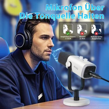 Динамічний мікрофон FIFINE USB XLR для стрімінгу, подкастів, ігрового ПК, із кнопкою вимкнення звуку, сумісний з PS4/5, Mac, мікшерами та звуковими картами