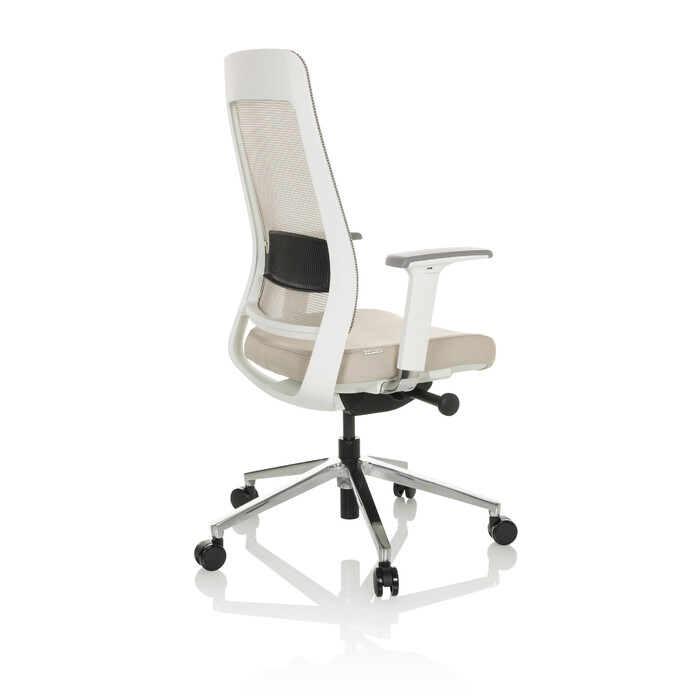 Офісне крісло / поворотне крісло CHIARO T2 WHITE сітка / тканина сіра / бежева hjh OFFICE