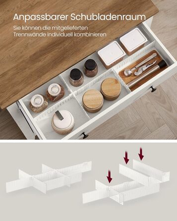 Шафа VASAGLE для кухні, комод з шухлядами, шафа для зберігання з дверцятами, регульована полиця, стиль кантрі, для вітальні, кухні, їдальні, 40 x 140 x 80 см, вінтажно-білий + медовий (BBK381W02)