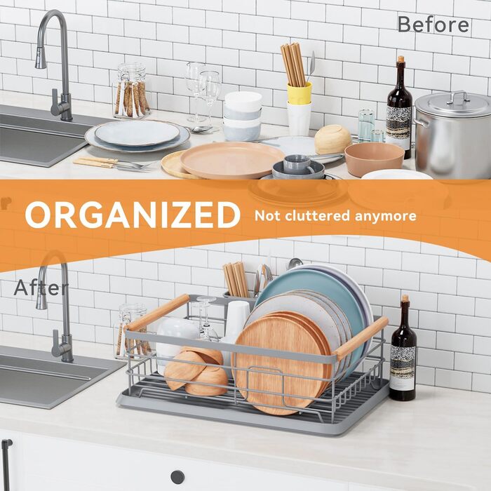 Сушарка для посуду BRIAN & DANY з піддоном, 42x30x15 см, сіра