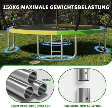 Батут JUMMICO вуличний Ø 290 см з сіткою безпеки та захисним покриттям, дитячий садовий батут