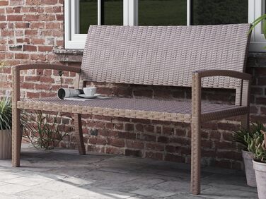 Садова лавка з поліротангу UDPATIO для тераси, балкону та саду, бежева (123x63x86 см, витримує до 320 кг)