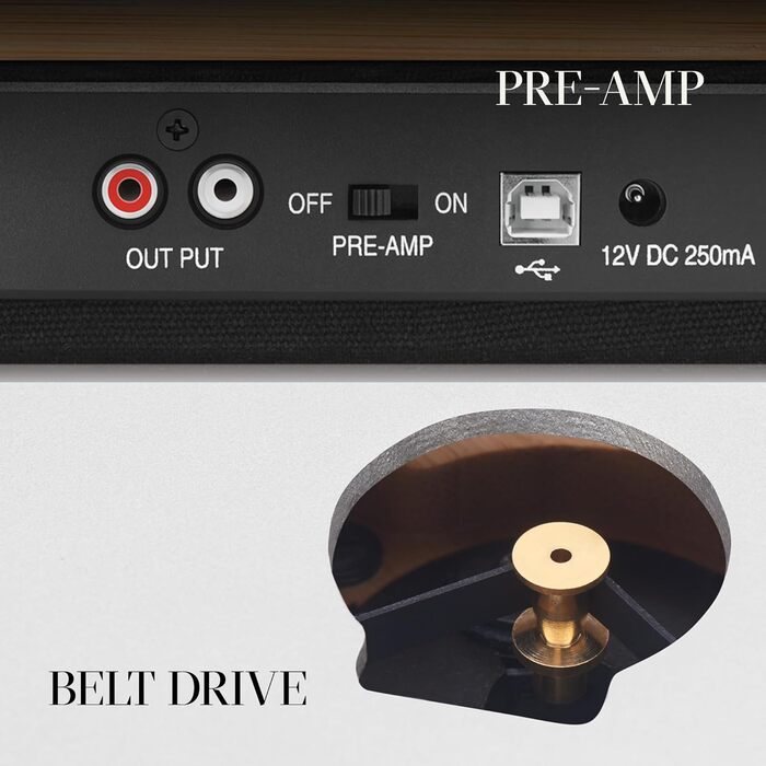 Вініловий програвач House of Marley Stir It Up Wireless Bluetooth, екологічний, 33/45 об/хв, з передпідсилювачем, головкою Audio-Technica, корпус з бамбука
