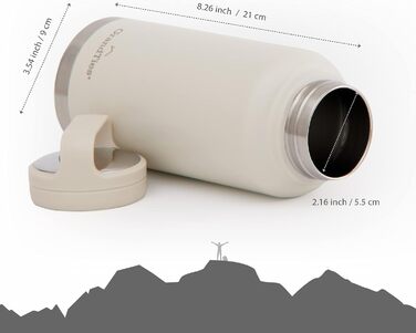 GRANDTIES Фляга для води 946 мл з широким горлом, вакуумна ізоляція, 2 кришки, для чоловіків та жінок, білий колір