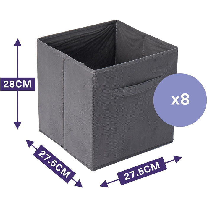 Складний органайзер для одягу, взуття, іграшок, рушників, дитячої кімнати - Стабільний і практичний, 8 Foldable Cube Storage Boxes (28x28x28cm) -