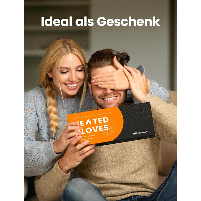 Гріючі рукавички для чоловіків та жінок, акумуляторні, 3200mAh, з підтримкою сенсорного екрану, водонепроникні та вітронепроникні, для зимових видів спорту та активного відпочинку (M)