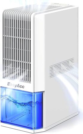 EasyAcc Електричний осушувач повітря 2000 мл, 1.3 л/день, для приміщень до 30 м², захист від цвілі та вологи, 270° циркуляція повітря, ефективне осушення при температурі нижче 15°C, для підвалу, ванної кімнати, шафи, кремово-білий