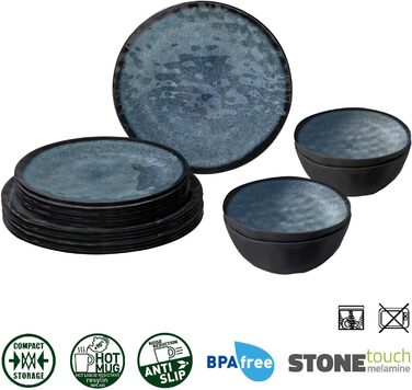 Набір посуду для кемпінгу Brunner Outdoor in Motion Melamin | 8 предметів (тарілки, миски, чашки) для 1-2 осіб | Tête a Tête Venetian | Зручний, міцний, антиковзний